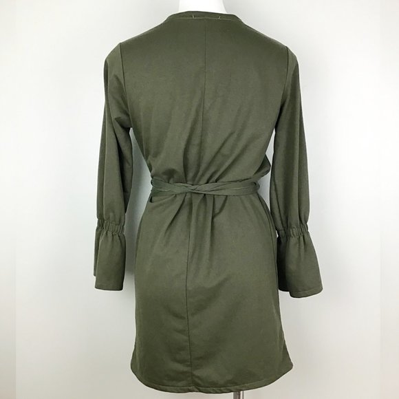 Zara Trafaluc Olive Bell Sleeve Sweater Dress - Picture 5 of 11